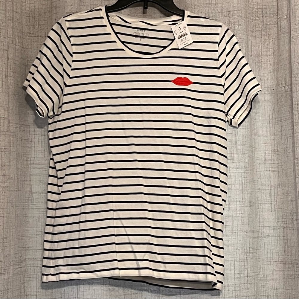 J. Crew Navy and White Striped Tee
